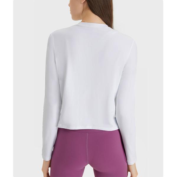 High Elastic Long Sleeve Crop Tops Workout Athletic Gym Cropped Casual Sweatshirts