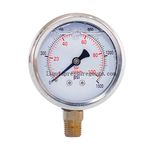1500 Psi 2in Liquid Filled Vacuum Gauge 1/4 BSP Back Mount Pressure Gauge