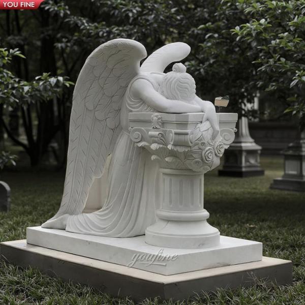 Angel of Grief Marble Stone Life Size Weeping Angel Statues Headstone Statue Sculpture for Cemetery