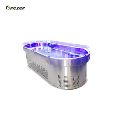 Easy Cleaning Fish Display Counter Freezer Eco Friendly Big Display Fridge For Seafood