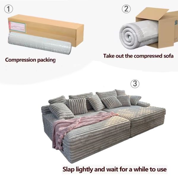 OEM Custom Vacuum Compressed Sofa Bed Modular Velvet High Density Sponge Apartment Hotel Villa Modern Leisure