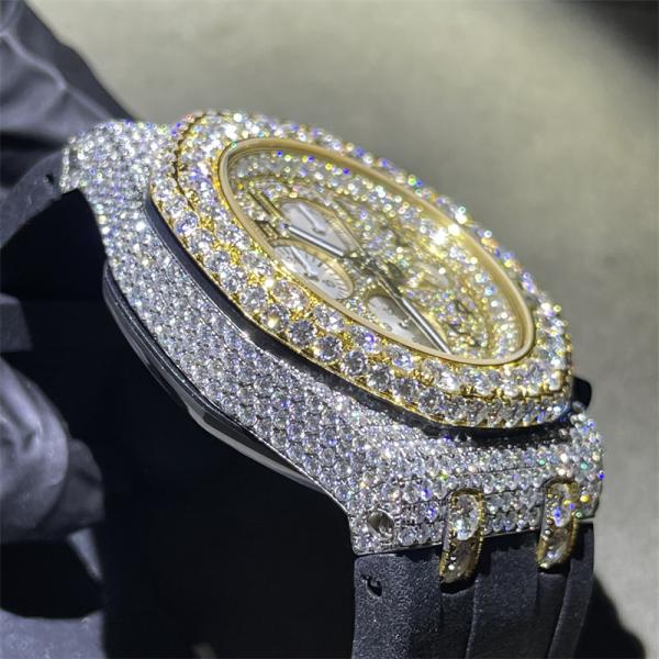 Busto luxuoso personalizado de Moissanite do tipo abaixo do relógio congelado feito sob encomenda de aço inoxidável da saída