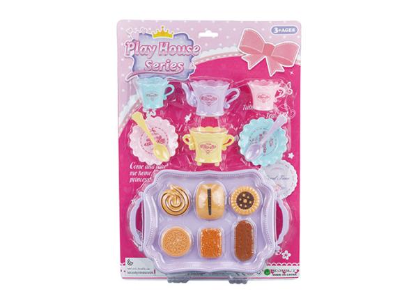 15 Pcs Plastic Cookies Tea Set Children's Play Toys W / Spoons Cups Big Plate