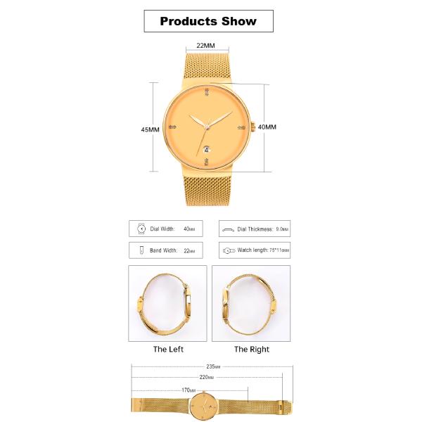 316L Steel Back Cover Quartz Watches Stainless , Gold Tone Stainless Steel Watch