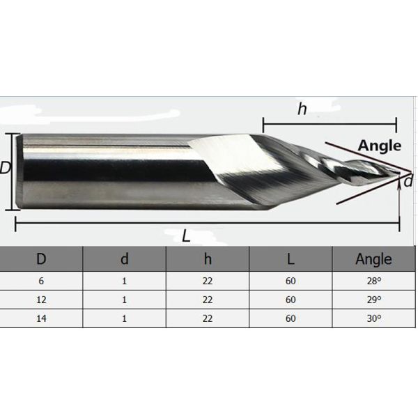 12mm SHK Two Flutes Spiral CNC Mini Channel Letters Cutter Tool Luminous Word Processing Engraving Tools with ODM & OEM Support