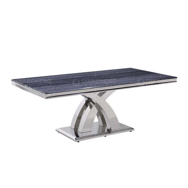 Pé transversal de aço BRITÂNICO do estilo 0.57cbm Grey Marble Dining Table Stainless