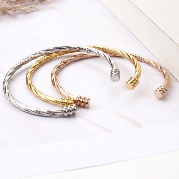 Europe American titanium steel bracelet girls gift cross-border jewelry plating 18k gold opening twisted accessories