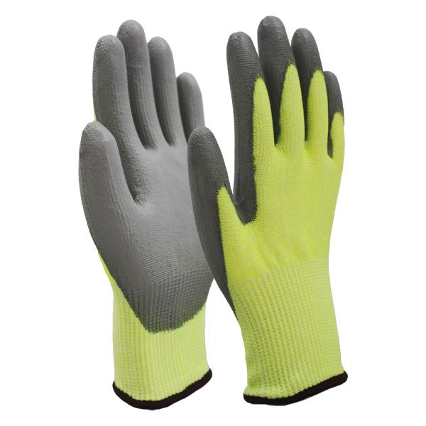 13 Gauge Grey PU Coated A6 Cut-Protection Double Steel Wire Reinforcement  Industrial Gloves