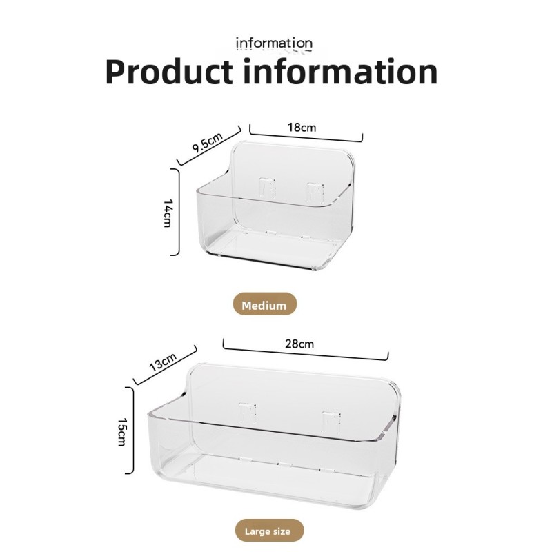 Single Tier Plastic Storage Rack Punch-free Wall-Mounted Bathroom Storage Shelf for Restroom Balcony
