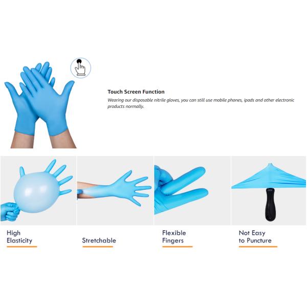 Thick Disposable Medical Nitrile Gloves Stretchable Puncture Resistant