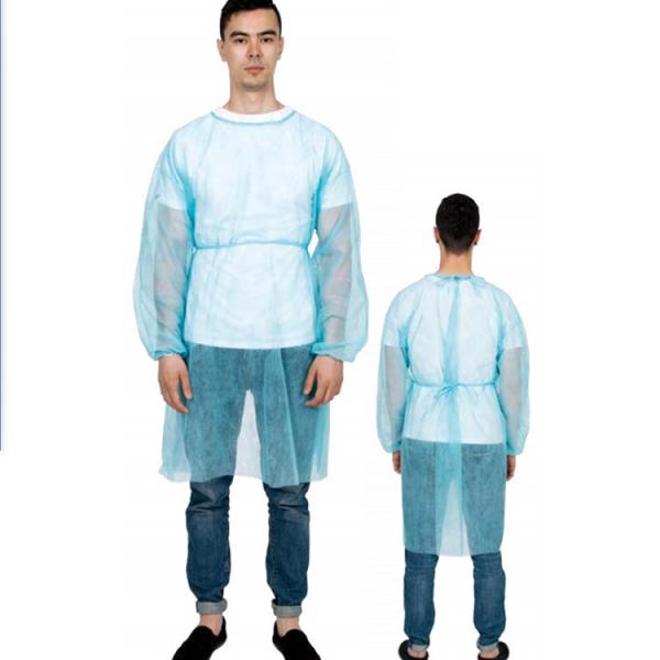 CE ISO PP Disposable Gown , Disposable Isolation Gown With Wrist Cuff