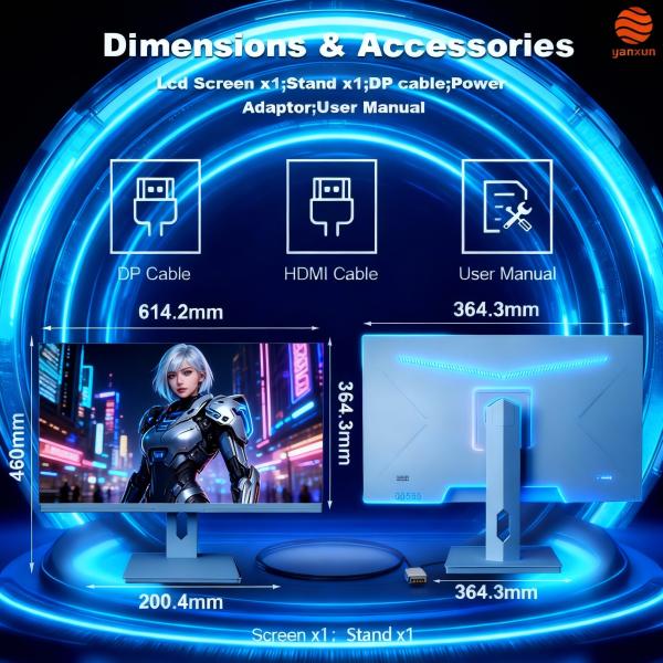 Yanxun 27 1080P 240Hz IPS Gaming Monitor | Ring RGB Glow & Sleek Contours, 1ms GTG, 99% sRGB, FreeSync Compatible, Flicker-Free Eye Care