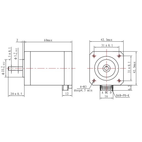 600mN.M 1.5A гибридный шаговый двигатель NEMA 17 0,9 градуса для автоматического оборудования