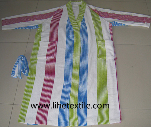 bathrobe , bath shirt , yellow , blue , white color , 100% cotton