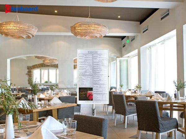 Qtenboard Portable TV Tablet The Next Generation Restaurant Menu Solution with White Cabinet and Multilingual Options