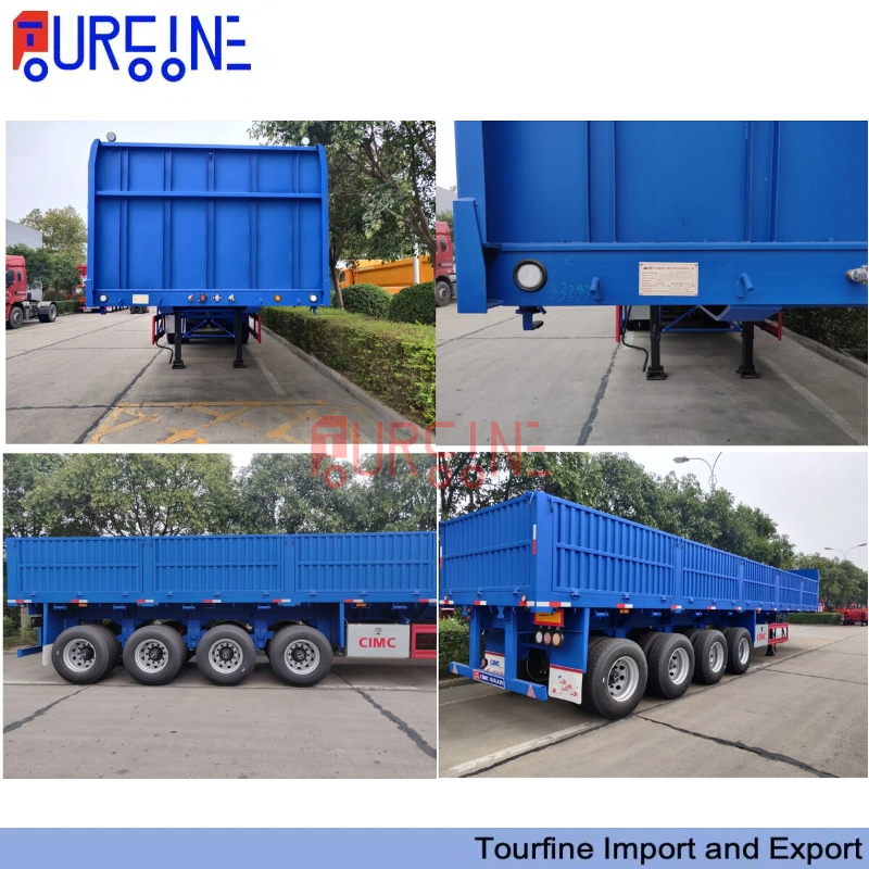 60 Ton Side Wall Semi Trailer 4 Axle for Container and General Cargo Transport