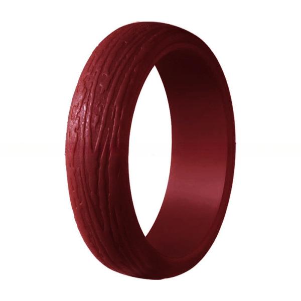 Convex Bark Texture Workout Silicone Rings Channel Setting Inlay Silicone Wedding Bands For Her