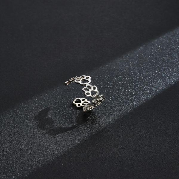 Homens da pata S925 Sterling Silver Opening Ring Fashion do animal de estimação e anéis das mulheres