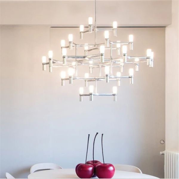 Crown Major Pendant lamp Nordic Tube chrome chandelier Crown Plana Mega Pendant(WH-AP-637)