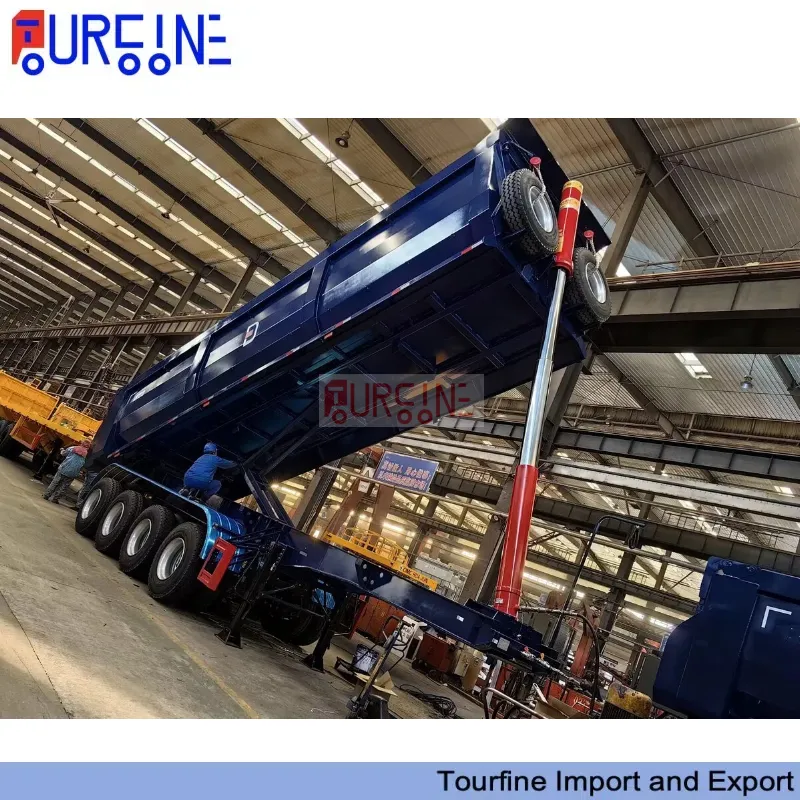 80 Ton 4 Axle Dump Semi Trailer with Hydraulic Front Tipping System