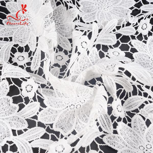 125cm Width Water Soluble Floral Embroidery Fabric With Sequins
