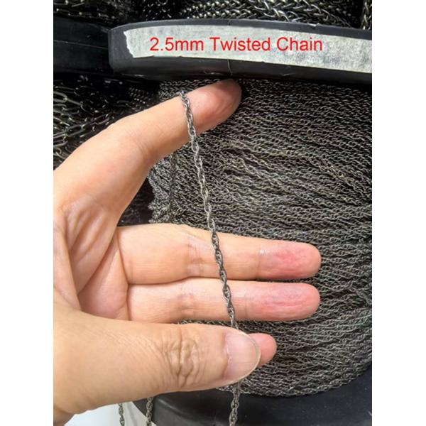 Stocked 2.5mm and 7.0mm Twisted Rope Chain Titanium Accessories Electro-Black & Oxidation Blue Titanium Chain | TA1 Grade Samples