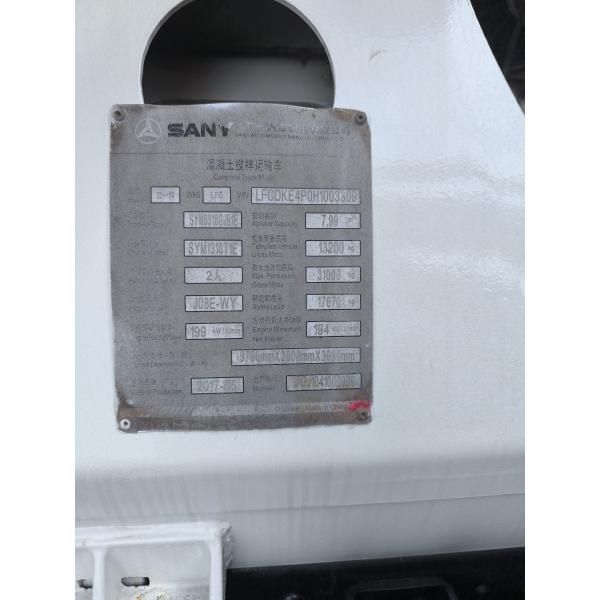 Camion malaxeur à béton d'occasion SANY 2017, 12 mètres cubes, 12m3, ancien camion de ciment