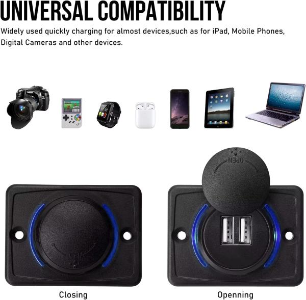 Chargeur USB Bus 12v 24v QC3.0 LED Tricolore Station de Recharge USB pour VR