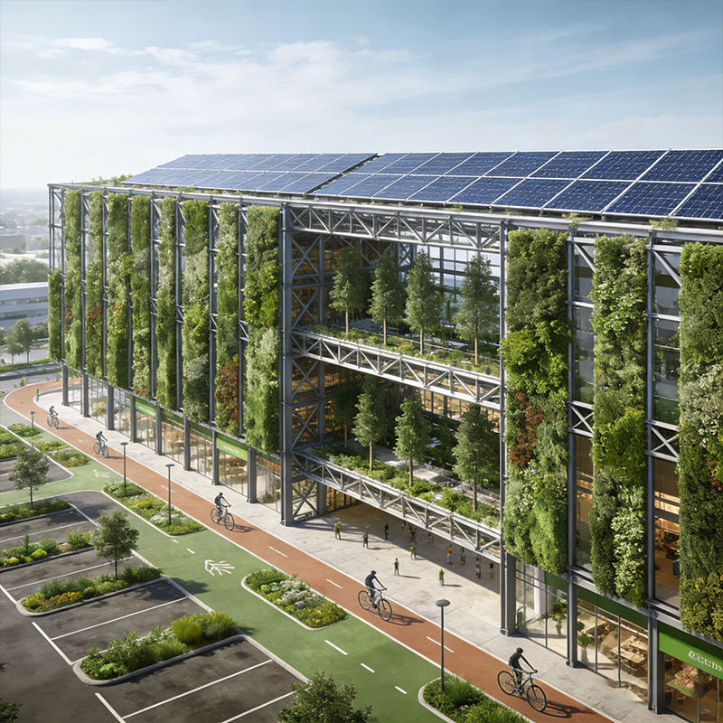 Multi Storey Steel Frame Building for Office Retail Complexes / Urban Commercial Facilities