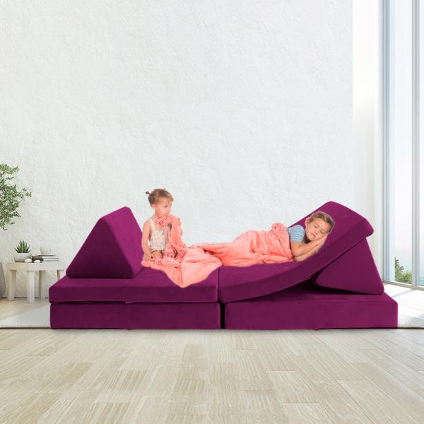 Toddler To Teen Couch Play High Density Foam Velvet Childrens Play Sofa