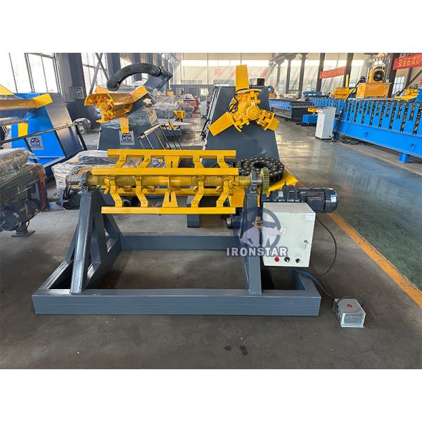 “5 Ton Electric Decoiler Automatic Steel Coil Uncoiler Machine For Roll Forming Production Line Fully Automatic 5 Ton Electric Decoiler Metal Coil Uncoiler Equipment For Building Material Industry ”