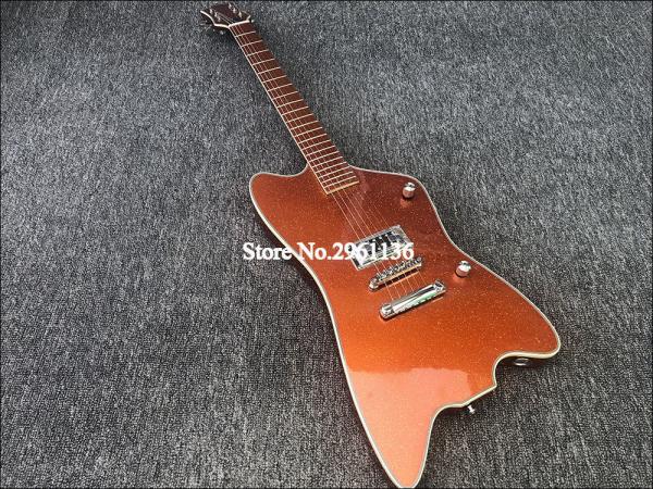 High quality electric guitar with Metallic orange gold dust paint on all parts front and back including fretboard Single