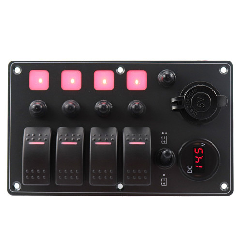 15A IP68 Black 4 Gang Boat Switch Panel Waterproof single touch