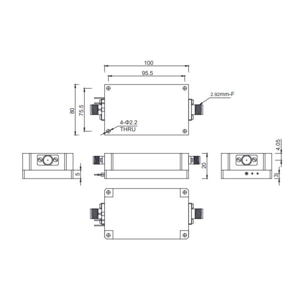 1 до 3,2 усилитель силы RF dBm усилителя силы P1dB GHz EMC широкополосных 33