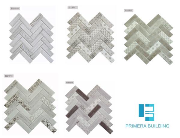 270x290mm Wooden Marble Mosaic Tiles 6mm Thickness for Swimming Pools
