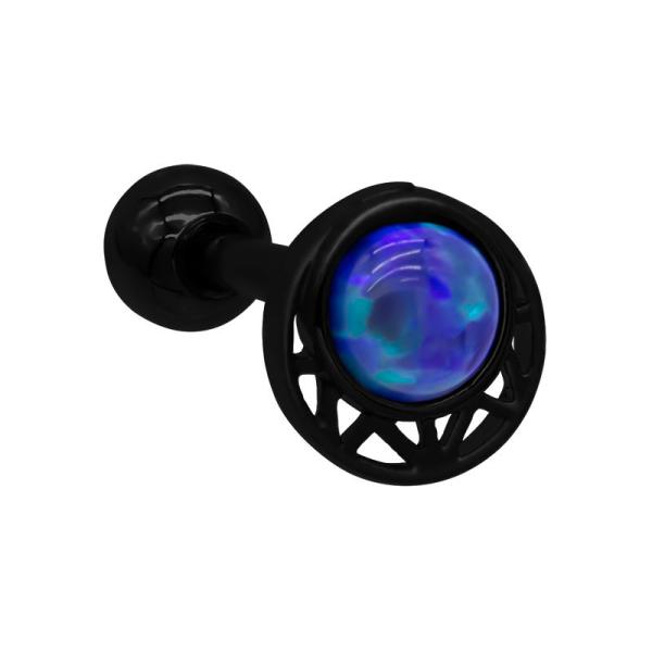 Earring Cartilage Daith Piercing Jewelry Hollow Moon Shaped Inlaid With Opal Gem