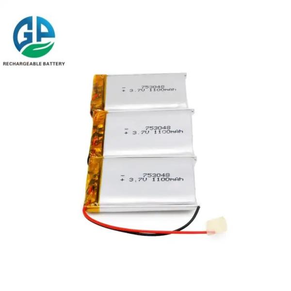 KC IEC62133 Approved 753048 3.7V 1100mAh Lipo Battery Pack Li-Polymer Rechargeable Battery