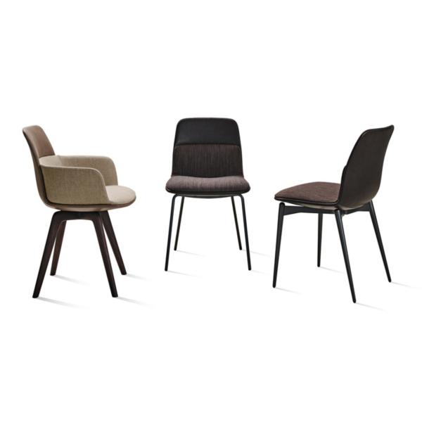 Beautiful Grey Leather Upholstered Dining Chairs Built - In Padded Seat