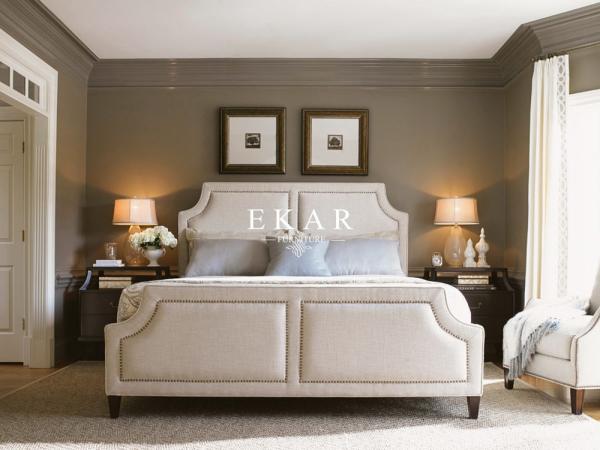 Upholstery Headboard King Size Fabric Wooden Bed