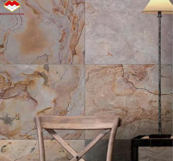 Hotel Interior Graphic Design Natural Flexible Stone Veneer Panel Wall Cladding Tile