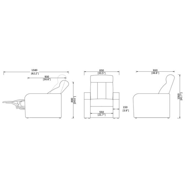 Padded Upholstery Theater Seating Furniture , Single Recliner Chair High Strength Structure