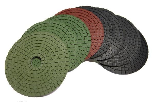 Round Shape Diamond Polishing Pads 4500 RPM Neon Green 5 Inch Hook And Loop Backing