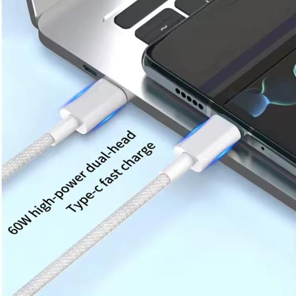 3A Fast Charging Type-C to Type-C Cable For iPhone15 Charger 60W USB-C Charging Cable