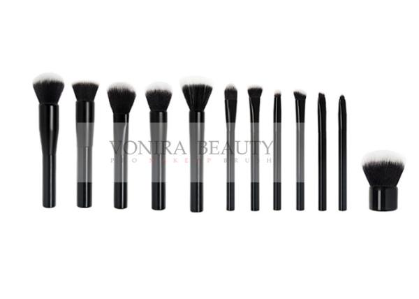 Escovas sintéticas da composição do cabelo de Taklon do punho liso preto clássico da forma de fim de Gloosy com ponta branca traseira