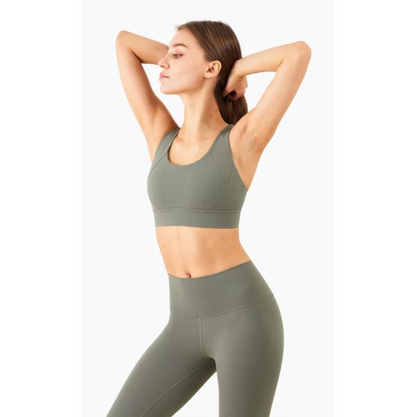 Criss Cross Back Padded Strap Sports Bras For Women Yoga Fitness Tops