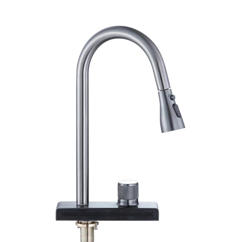 Popular Waterfall Faucet 304 Stainless Steel Hot And Cold Rainfall Kitchen Sink Water Taps Pull Out Spray Kitchen Sink Faucet