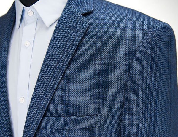 Navy Check Mens Slim Fit Suit Blazer Tailored for Autumn / Winter Season