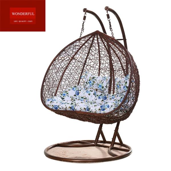Living Room Rattan Double Seater Hanging Egg Chair with Modern Design and Pink Rattan