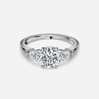 18K 14K 10K 9K Platinum Lab Created 3 Stone Diamond Ring IGI Certificated