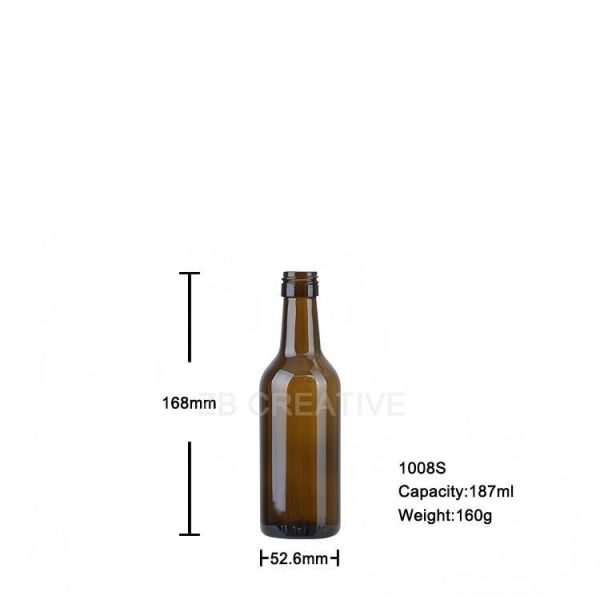 187ml Piccolo Bordeaux Glass Bottle Screw Top For Airline Wine 160g 1008S